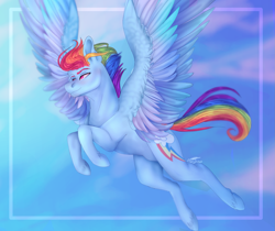 Size: 1961x1645 | Tagged: safe, artist:copshop, character:rainbow dash, species:pegasus, species:pony, cutie mark, flying, male, rainbow blitz, rule 63, smiling, solo, spread wings, stallion, wings