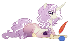 Size: 1191x708 | Tagged: safe, artist:purplegrim40, oc, oc:lavender cream, species:pony, species:unicorn, female, prone, simple background, transparent background