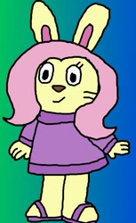 Size: 468x763 | Tagged: safe, artist:ianpony98, character:fluttershy, species:anthro, species:rabbit, 1000 hours in paint.net, adventures of the little koala, bunnified, bunnyshy, cute, female, gradient background, solo, species swap