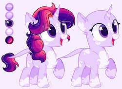 Size: 2768x2025 | Tagged: safe, artist:sh3llysh00, oc, oc:royal sunset, parent:pinkie pie, parent:twilight sparkle, parents:twinkie, species:pony, species:unicorn, bald, female, filly, magical lesbian spawn, offspring, reference sheet, solo