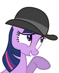 Size: 3250x4000 | Tagged: safe, artist:dharthez, character:twilight sparkle, character:twilight sparkle (unicorn), species:pony, species:unicorn, episode:mmmystery on the friendship express, g4, my little pony: friendship is magic, bowler hat, bust, clothing, female, hat, mare, simple background, solo, transparent background, vector