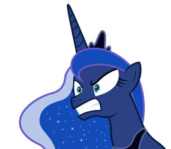 Size: 5184x4500 | Tagged: safe, artist:dharthez, character:princess luna, species:alicorn, species:pony, episode:luna eclipsed, g4, my little pony: friendship is magic, angry, bust, crown, ethereal mane, female, jewelry, mare, regalia, simple background, solo, transparent background, vector