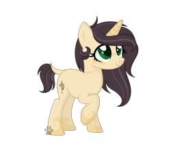 Size: 4416x3928 | Tagged: safe, artist:rainbowpawsarts, base used, oc, oc:agnes, parent:fluttershy, species:pony, species:unicorn, adopted offspring, female, one hoof raised, scar, simple background, transparent background