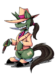 Size: 2480x3508 | Tagged: safe, artist:sonicpegasus, oc, oc:digter von marder, species:pony, species:unicorn, 2020 community collab, derpibooru community collaboration, badge, cigar, clothing, hat, knife, mafia, male, simple background, solo, transparent background, tribrony, tuxedo, weasel, who framed roger rabbit