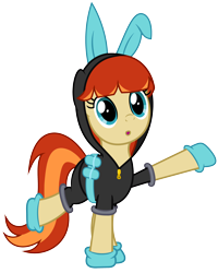 Size: 3000x3750 | Tagged: safe, artist:whiteskypony, oc, oc:film flick, 2020 community collab, derpibooru community collaboration, bunny ears, clothing, costume, dangerous mission outfit, hoodie, simple background, solo, transparent background, vector
