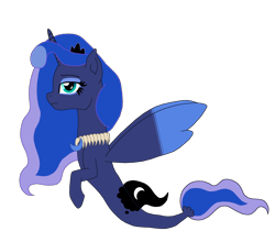 Size: 3826x3374 | Tagged: safe, artist:someguy458, derpibooru original, character:princess luna, species:seapony (g4), angler fish, digital art, female, jewelry, looking at you, luna is not amused, moon, necklace, redraw, redrawn, remake, seaponified, simple background, solo, species swap, teeth, tooth necklace, transparent background, unamused, updated, updated image