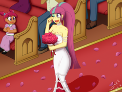 Size: 2000x1500 | Tagged: safe, artist:drake-rex, character:sour sweet, my little pony:equestria girls, body freckles, breasts, bride, child, church, clothing, commission, crying, cute, dress, ear piercing, earring, female, flower, freckles, jewelry, marriage, piercing, sourbetes, tears of joy, wedding, wedding dress
