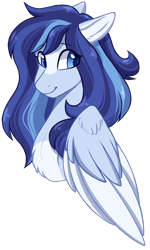 Size: 1209x2014 | Tagged: safe, artist:purplegrim40, oc, oc only, oc:azure, species:pony, bust, female, mare, portrait, simple background, solo, transparent background, two toned wings, wings