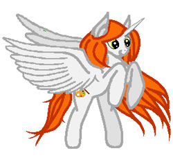 Size: 292x270 | Tagged: safe, artist:agdistis, oc, oc only, oc:ginger peach, species:alicorn, species:pony, alicorn oc, green eyes, orange hair, simple background, solo, white background, wings
