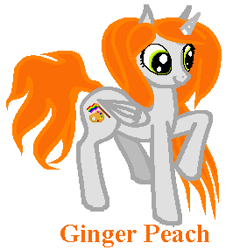 Size: 266x286 | Tagged: safe, artist:agdistis, edit, oc, oc only, oc:ginger peach, species:alicorn, species:pony, alicorn oc, green eyes, orange hair, simple background, solo, white background, wings