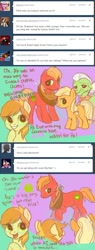 Size: 500x1315 | Tagged: safe, artist:nyonhyon, character:applejack, character:big mcintosh, character:braeburn, character:granny smith, species:earth pony, species:pony, ask, colt, comic, cute, filly, male, stallion, tumblr