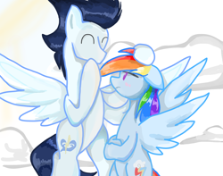 Size: 1300x1024 | Tagged: safe, artist:wimple, character:rainbow dash, character:soarin', species:pegasus, species:pony, ship:soarindash, female, male, shipping, straight