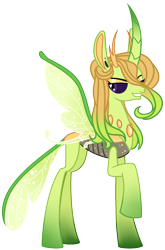 Size: 1193x1803 | Tagged: safe, artist:eonionic, character:queen chrysalis, species:changeling, species:reformed changeling, a better ending for chrysalis, female, green changeling, purified chrysalis, simple background, solo, transparent background