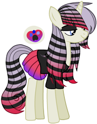 Size: 1170x1491 | Tagged: safe, artist:eonionic, oc, oc:gabbana rose, parent:inky rose, parent:lily lace, parents:inky lace, species:pony, species:unicorn, female, magical lesbian spawn, offspring, simple background, solo, transparent background