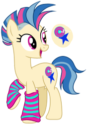 Size: 1094x1560 | Tagged: safe, artist:eonionic, oc, oc:jawbreaker, parent:candy mane, parent:vinyl scratch, species:earth pony, species:pony, female, leg warmers, mare, offspring, parents:candyscratch, simple background, solo, transparent background