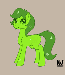 Size: 1179x1360 | Tagged: safe, artist:nightwind-arts, oc, oc only, oc:wiggle, species:pony, blep, bubble, female, goo, goo pony, green slime, mare, original species, simple background, slime, slimepony, solo, standing, tongue out, transluscent