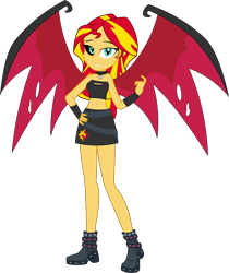 Size: 5653x6723 | Tagged: safe, artist:kitana762, character:sunset satan, character:sunset shimmer, g4, my little pony:equestria girls, beckoning, collar, demon, demon wings, female, show accurate, simple background, solo, sunset satan, transparent background, wings, wubcake