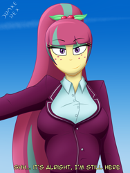 Size: 1500x2000 | Tagged: safe, artist:drake-rex, character:sour sweet, my little pony:equestria girls, big breasts, breasts, busty sour sweet, clothing, female, freckles, school uniform, solo, text