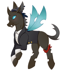 Size: 900x1000 | Tagged: safe, artist:guiltyp, oc, species:changeling, clothing, dapper, hat, simple background, solo, suit, transparent background