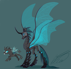 Size: 3200x3100 | Tagged: safe, artist:crystalcontemplator, species:changeling, alternate design, high res, insect wings, redesign, simple background, solo, wings