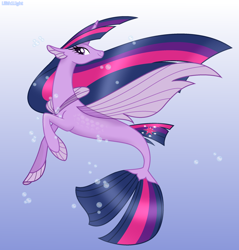 Size: 2280x2383 | Tagged: safe, artist:lilith1light, base used, character:twilight sparkle, character:twilight sparkle (alicorn), species:alicorn, species:pony, species:seapony (g4), episode:the last problem, g4, my little pony: friendship is magic, my little pony: the movie (2017), beautiful, bubble, eyelashes, female, fin wings, fins, fish tail, flowing mane, horn, older, older twilight, princess twilight 2.0, seaponified, seapony twilight, smiling, solo, species swap, tail, underwater, water, wings
