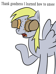 Size: 1500x2000 | Tagged: safe, artist:dazko, character:derpy hooves, species:pegasus, species:pony, cannot unsee, female, mare, muffin, raised hoof, simple background, solo, unsee, white background
