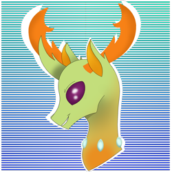 Size: 2000x2000 | Tagged: safe, artist:velvet rose, character:thorax, species:changeling, species:reformed changeling, antlers, bust, grin, male, simple background, smiling, solo, transparent background