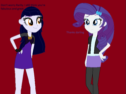 Size: 561x421 | Tagged: safe, artist:furrydiva, base used, character:rarity, oc, oc:serendipity, my little pony:equestria girls, alternate outfits, raritydash, text