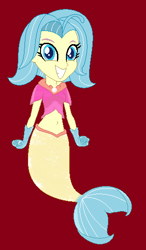 Size: 310x532 | Tagged: safe, artist:furrydiva, character:princess skystar, my little pony: the movie (2017), my little pony:equestria girls, belly button, brown background, equestria girls-ified, female, mermaid, midriff, simple background, smiling, solo