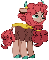 Size: 703x868 | Tagged: safe, artist:eonionic, oc, oc:red velvet, parent:pinkie pie, parent:prince rutherford, parents:pinkieford, female, hybrid, interspecies offspring, offspring, original species, simple background, solo, transparent background, yakony