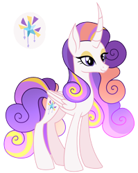 Size: 1530x1918 | Tagged: safe, artist:eonionic, oc, oc:victory, parent:princess celestia, parent:rarity, parents:rarilestia, species:alicorn, species:pony, curved horn, female, horn, magical lesbian spawn, mare, offspring, simple background, solo, transparent background