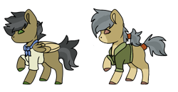Size: 891x465 | Tagged: safe, artist:colacan-dy, artist:jaysey, artist:mist-the-loner, base used, oc, oc:deep wilderness, oc:tropic treasure, parent:daring do, parent:doctor caballeron, parents:daballeron, species:earth pony, species:pegasus, species:pony, icey-verse, bandana, brother and sister, clothing, female, male, mare, markings, multicolored hair, offspring, raised hoof, shirt, siblings, simple background, stallion, transparent background, unshorn fetlocks