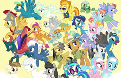 Size: 1870x1213 | Tagged: safe, artist:silverbuller, edit, edited screencap, screencap, character:aloe, character:bow hothoof, character:clear sky, character:daring do, character:derpy hooves, character:dj pon-3, character:double diamond, character:featherweight, character:flash magnus, character:lotus blossom, character:night glider, character:octavia melody, character:pharynx, character:prince pharynx, character:quibble pants, character:rumble, character:sky stinger, character:smolder, character:snails, character:snips, character:soarin', character:spitfire, character:tank, character:thunderlane, character:vapor trail, character:vinyl scratch, character:wind sprint, character:windy whistles, species:changeling, species:dragon, species:earth pony, species:pegasus, species:pony, species:reformed changeling, species:unicorn, episode:the last problem, g4, my little pony: friendship is magic, colt, dragoness, female, filly, male, mare, stallion, tortoise