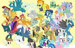 Size: 1024x665 | Tagged: safe, artist:silverbuller, edit, edited screencap, screencap, character:aloe, character:bow hothoof, character:clear sky, character:daring do, character:derpy hooves, character:dj pon-3, character:double diamond, character:featherweight, character:flash magnus, character:lotus blossom, character:night glider, character:octavia melody, character:pharynx, character:prince pharynx, character:quibble pants, character:rumble, character:sky stinger, character:smolder, character:snails, character:snips, character:soarin', character:spitfire, character:tank, character:thunderlane, character:vinyl scratch, character:wind sprint, character:windy whistles, species:changeling, species:dragon, species:earth pony, species:pegasus, species:pony, species:reformed changeling, species:unicorn, episode:the last problem, g4, my little pony: friendship is magic, dragoness, female, turtle