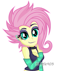 Size: 663x799 | Tagged: safe, artist:little903, base used, character:fluttershy, episode:the road less scheduled, g4, my little pony: equestria girls, my little pony:equestria girls, spoiler:eqg series (season 2), alternate hairstyle, female, flutterpunk, simple background, solo, the road less scheduled: fluttershy, transparent background