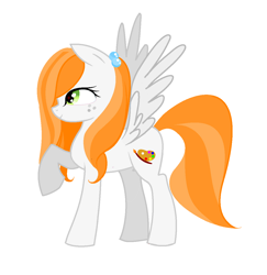 Size: 1168x1204 | Tagged: safe, artist:agdistis, oc, oc only, oc:ginger peach, species:pegasus, species:pony, /mlp/, drawthread, green eyes, orange hair, pegasus oc, simple background, solo, wings