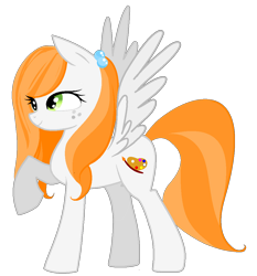 Size: 986x1058 | Tagged: safe, artist:agdistis, oc, oc only, oc:ginger peach, species:pegasus, species:pony, /mlp/, drawthread, green eyes, orange hair, pegasus oc, simple background, solo, transparent background, wings