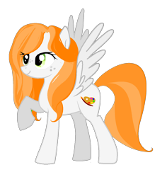 Size: 1100x1166 | Tagged: safe, artist:agdistis, oc, oc only, oc:ginger peach, species:pegasus, species:pony, /mlp/, drawthread, green eyes, orange hair, pegasus oc, simple background, solo, transparent background, wings