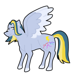 Size: 1000x1000 | Tagged: safe, artist:crownofslime, oc, oc only, parent:lightning dust, parent:twilight sparkle, parents:twidust, species:pegasus, species:pony, babyverse, magical lesbian spawn, next generation, nonbinary, offspring, royalty, simple background, solo, transparent background