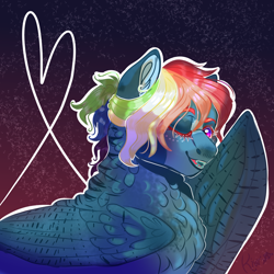 Size: 1000x1000 | Tagged: safe, artist:kiwigoat-art, character:rainbow dash, species:pegasus, species:pony, female, redesign, solo
