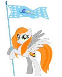 Size: 1208x1499 | Tagged: safe, artist:agdistis, oc, oc only, oc:ginger peach, species:pegasus, species:pony, /mlp/, butt, drawthread, equestrian flag, green eyes, orange hair, pegasus oc, plot, simple background, solo, transparent background, wings