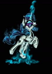 Size: 1240x1754 | Tagged: safe, artist:psaxophone, character:rarity, species:pony, species:unicorn, black background, bone, female, neon, simple background, skeleton, solo