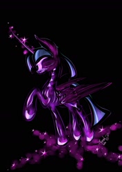 Size: 1240x1754 | Tagged: safe, artist:psaxophone, character:twilight sparkle, character:twilight sparkle (alicorn), species:alicorn, species:pony, black background, bone, female, neon, simple background, skeleton, solo