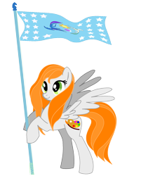 Size: 1208x1499 | Tagged: safe, artist:agdistis, oc, oc only, oc:ginger peach, species:pegasus, species:pony, /mlp/, butt, drawthread, equestrian flag, green eyes, orange hair, pegasus oc, plot, simple background, solo, transparent background, wings