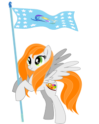 Size: 1208x1512 | Tagged: safe, artist:agdistis, oc, oc only, oc:ginger peach, species:pegasus, species:pony, /mlp/, butt, drawthread, equestrian flag, green eyes, orange hair, pegasus oc, plot, simple background, solo, transparent background, wings