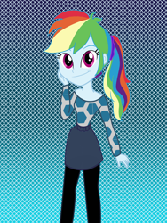 Size: 1536x2048 | Tagged: safe, artist:saltymango, character:rainbow dash, my little pony:equestria girls, alternate clothes, alternate hairstyle, clothing, cute, dashabetes, female, leggings, looking at you, rainbow dash always dresses in style, solo, sweater