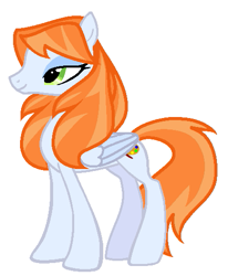 Size: 433x526 | Tagged: safe, artist:agdistis, oc, oc only, oc:ginger peach, species:pegasus, species:pony, /mlp/, drawthread, green eyes, orange hair, pegasus oc, simple background, solo, white background, wings