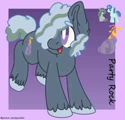 Size: 1280x1234 | Tagged: safe, artist:jackie-sheepwitch, oc, parent:marble pie, parent:party favor, species:earth pony, species:pony, crack shipping, ear fluff, earth pony oc, female, male, mare, offspring, open mouth, parents:marblefavor, shipping, smiling, stallion, straight, unshorn fetlocks