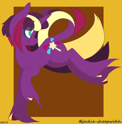 Size: 1280x1293 | Tagged: safe, artist:jackie-sheepwitch, oc, parent:tempest shadow, parent:twilight sparkle, parents:tempestlight, species:pony, species:unicorn, abstract background, female, hoof fluff, hoof polish, horn, magical lesbian spawn, mare, offspring, smiling, solo, unicorn oc