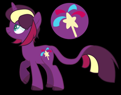 Size: 2281x1777 | Tagged: safe, artist:jackie-sheepwitch, base used, oc, oc only, parent:tempest shadow, parent:twilight sparkle, parents:tempestlight, species:pony, species:unicorn, black background, cloven hooves, colored hooves, female, horn, leonine tail, magical lesbian spawn, mare, next generation, offspring, raised hoof, reference sheet, simple background, smiling, solo, unicorn oc